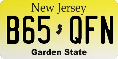 NJ license plate B65QFN