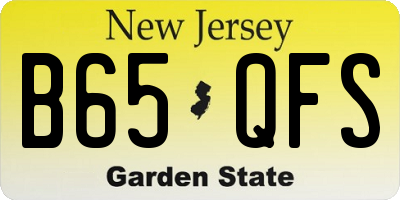 NJ license plate B65QFS