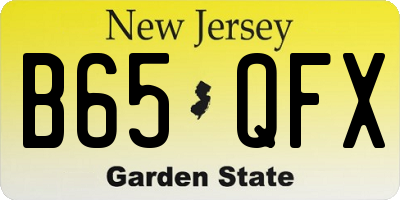 NJ license plate B65QFX