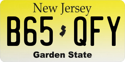 NJ license plate B65QFY