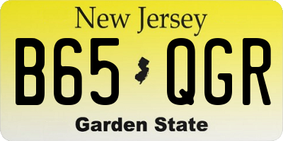 NJ license plate B65QGR