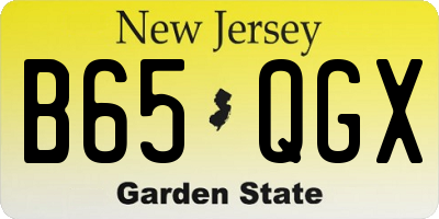 NJ license plate B65QGX