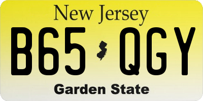 NJ license plate B65QGY