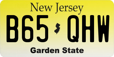 NJ license plate B65QHW