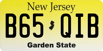 NJ license plate B65QIB