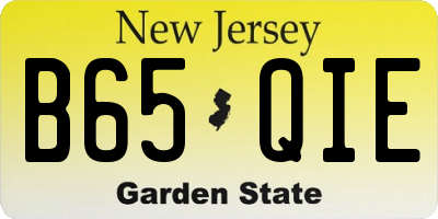 NJ license plate B65QIE