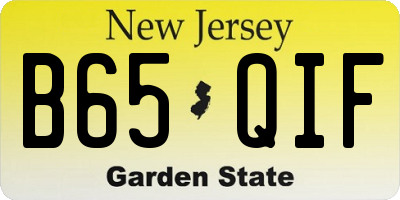 NJ license plate B65QIF