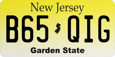 NJ license plate B65QIG
