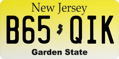 NJ license plate B65QIK