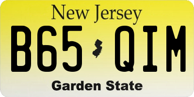 NJ license plate B65QIM