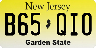 NJ license plate B65QIO