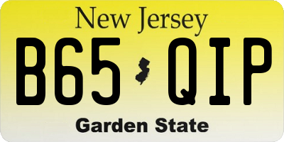 NJ license plate B65QIP