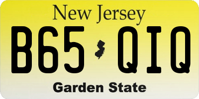 NJ license plate B65QIQ
