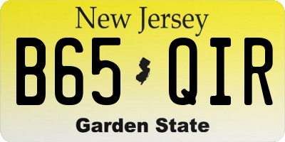 NJ license plate B65QIR