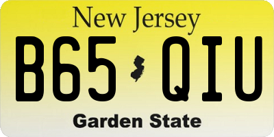 NJ license plate B65QIU