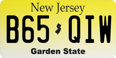 NJ license plate B65QIW