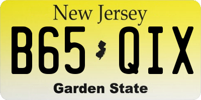 NJ license plate B65QIX
