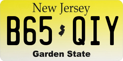 NJ license plate B65QIY