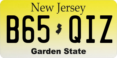 NJ license plate B65QIZ
