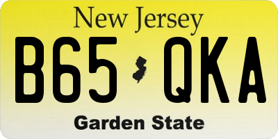 NJ license plate B65QKA