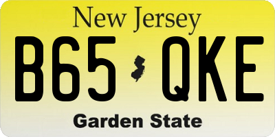 NJ license plate B65QKE