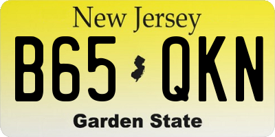 NJ license plate B65QKN