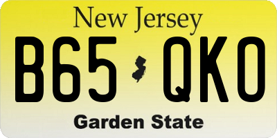 NJ license plate B65QKO