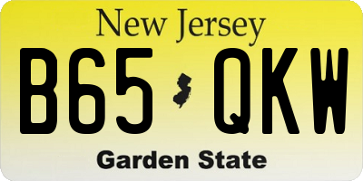 NJ license plate B65QKW