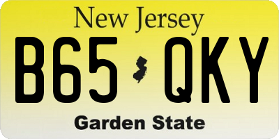 NJ license plate B65QKY
