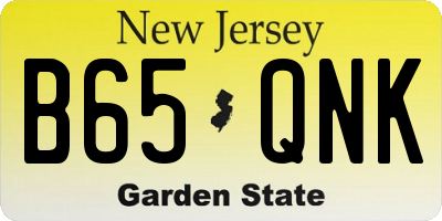 NJ license plate B65QNK
