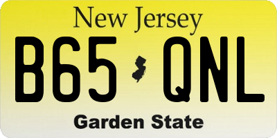 NJ license plate B65QNL
