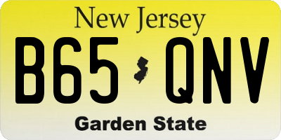 NJ license plate B65QNV