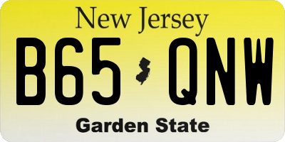 NJ license plate B65QNW