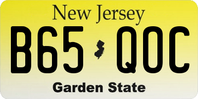NJ license plate B65QOC