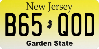 NJ license plate B65QOD