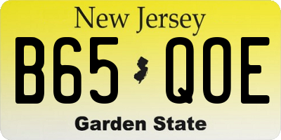 NJ license plate B65QOE