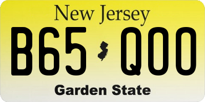 NJ license plate B65QOO