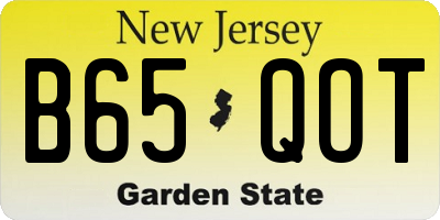 NJ license plate B65QOT