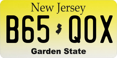 NJ license plate B65QOX