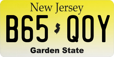 NJ license plate B65QOY