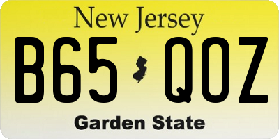 NJ license plate B65QOZ