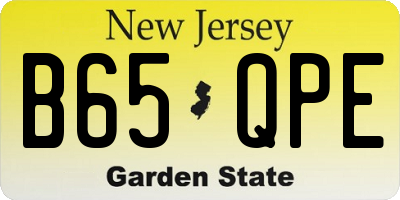 NJ license plate B65QPE