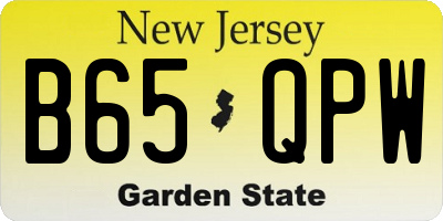 NJ license plate B65QPW