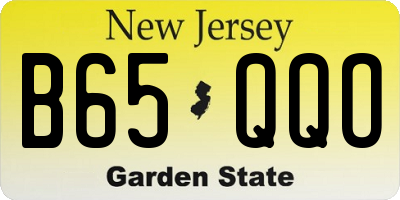NJ license plate B65QQO