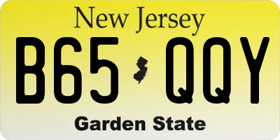 NJ license plate B65QQY