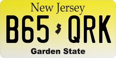 NJ license plate B65QRK