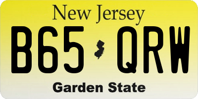 NJ license plate B65QRW