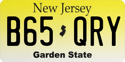 NJ license plate B65QRY
