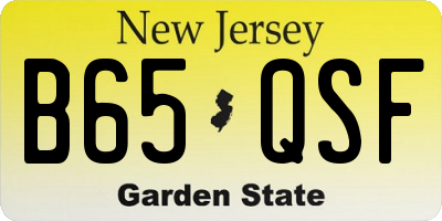 NJ license plate B65QSF