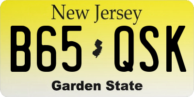 NJ license plate B65QSK